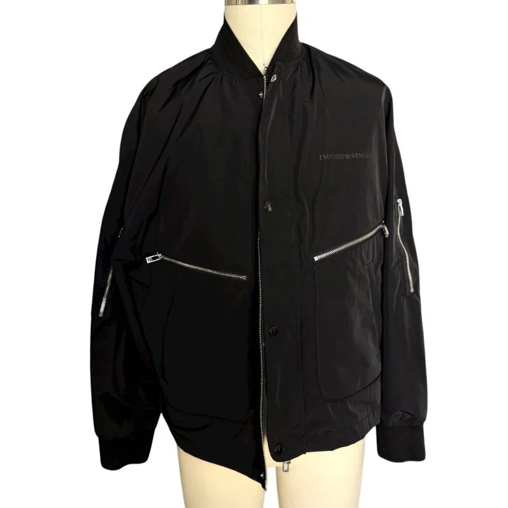 EMPORIO ARMANI Mens Black Nylon‎ Blouson Jacket Size 52, NWT $675
